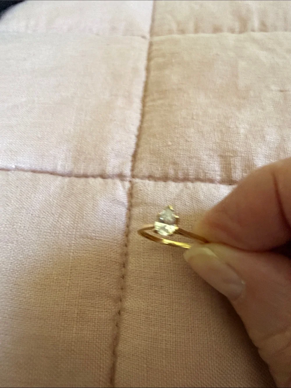 Gold Solitaire Pear Cut Cubic Zirconia Ring - Women Jewelry